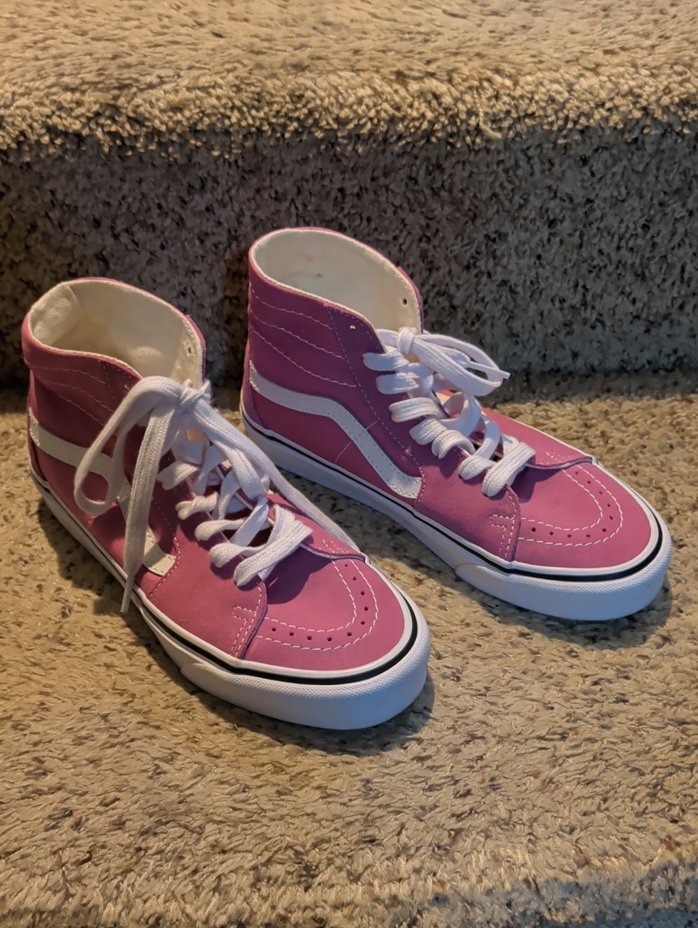 Vans Pink High-Top Sneakers with White Stripe